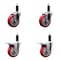 Service Caster 4'' SS Red Poly Swivel 1-1/8'' Expanding Stem Caster Set 2 Total Lock Brakes, 4PK SCC-SSEXTTL20S414-PPUB-RED-2-S-2-118 - alternate 1